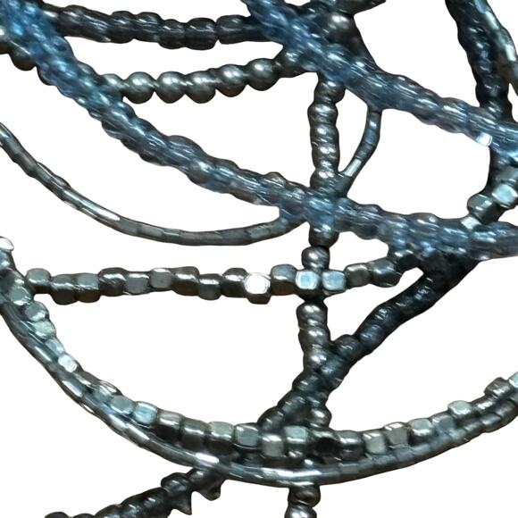 Chico’s multistrand beaded necklace blue silver beads tribal statement w/ FLAW - Picture 5 of 8